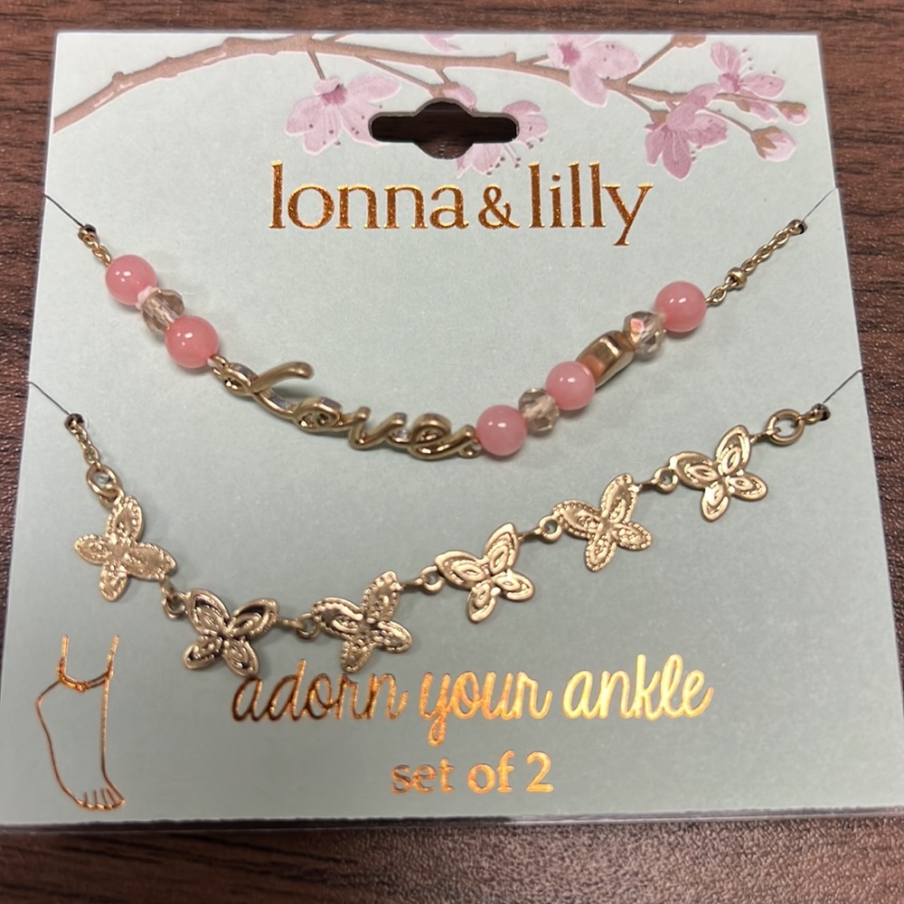 3/$35 BUNDLE DEAL Lonna and Lilly Ankle Bracelet Set (2) NWT
